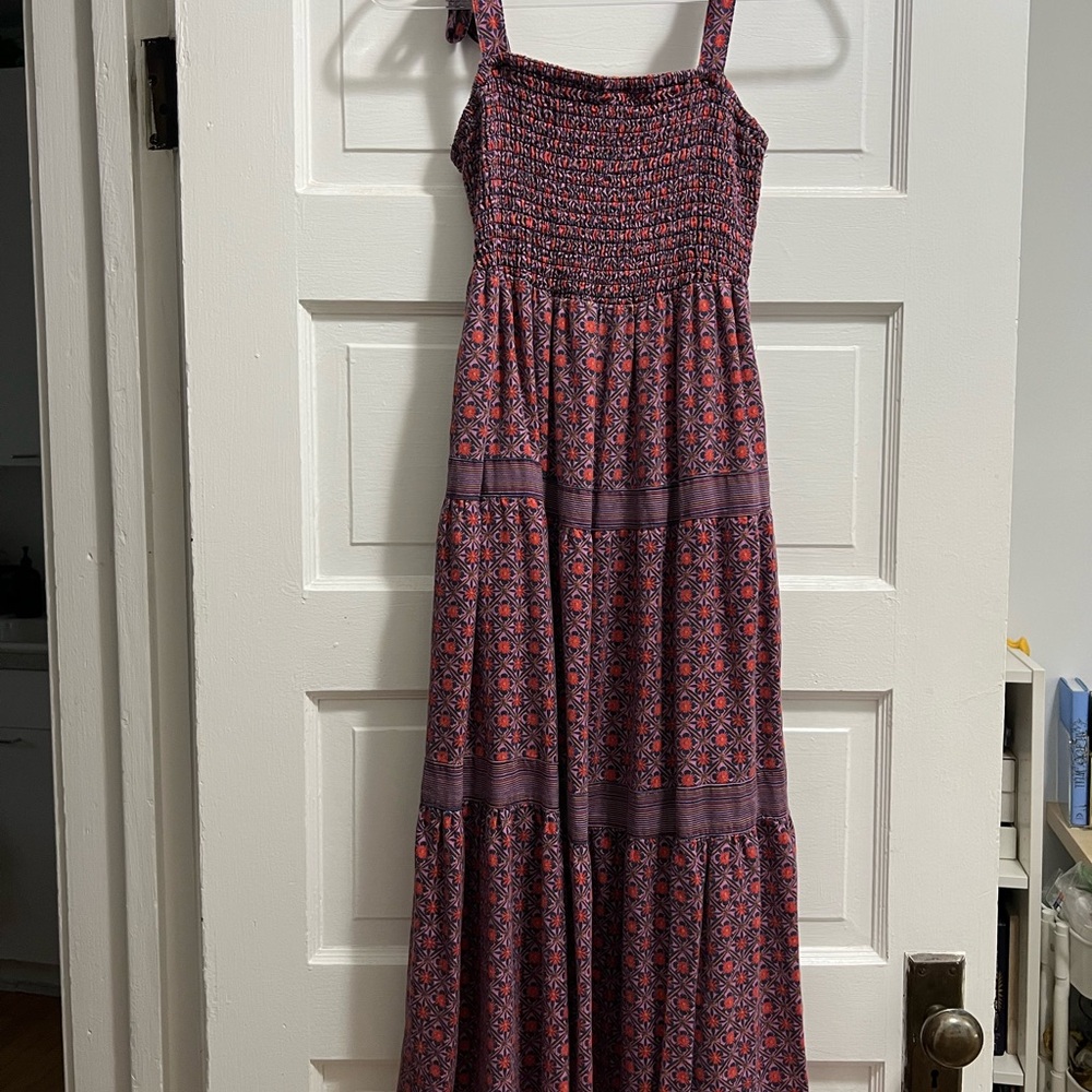 Floral Smocked Maxi Dress - Purple